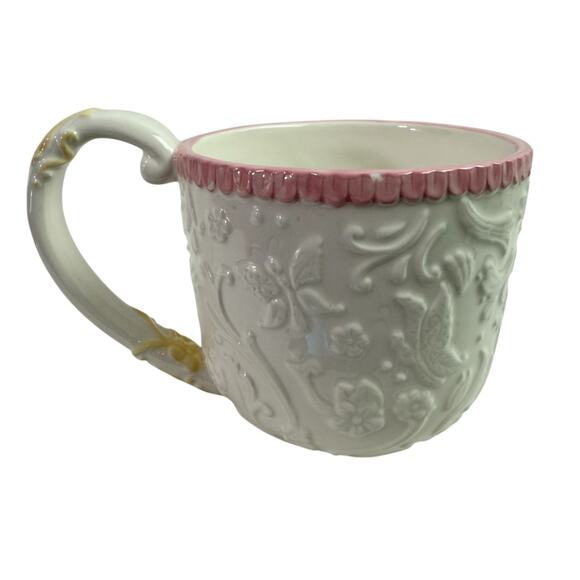 Grasslands Road White Pink Easter Bunny Rabbit Whimsical Ceramic Coffee Mug - Picture 3 of 7